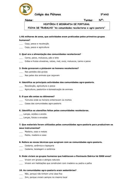 Ficha de trabalho as comunidades re...