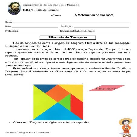 Ficha de trabalho do tangram 