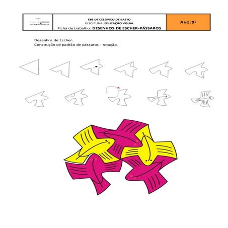 Ficha de trabalho escher   pássaros-rotação