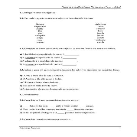 Ficha de trabalho global 5º ano   1