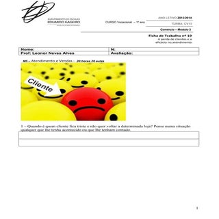 Ficha de trabalho nº19  fases de um...