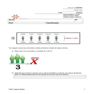 Ficha de trabalho nº22   média arit...