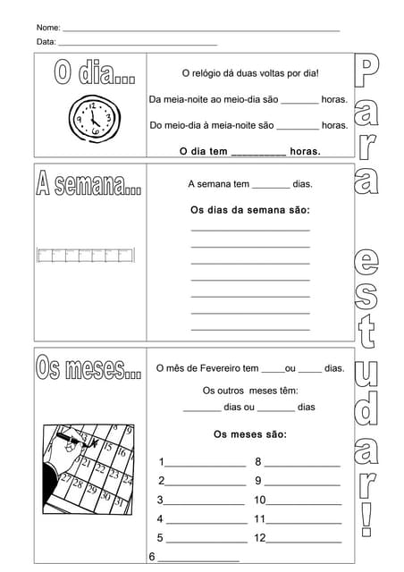 Ficha dia semana meses e ano