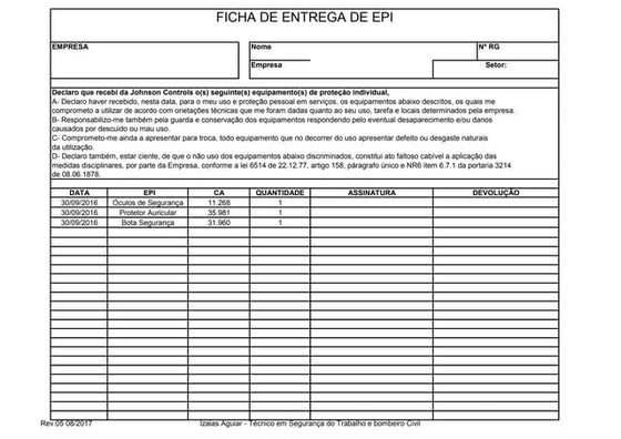 Ficha de epi modelo | DOC