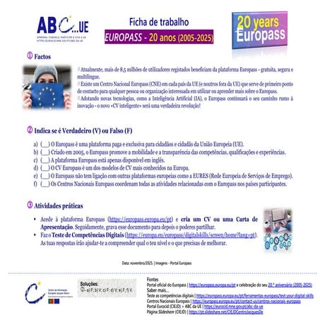 Ficha de trabalho | Europass - 20 anos (2005-2025)