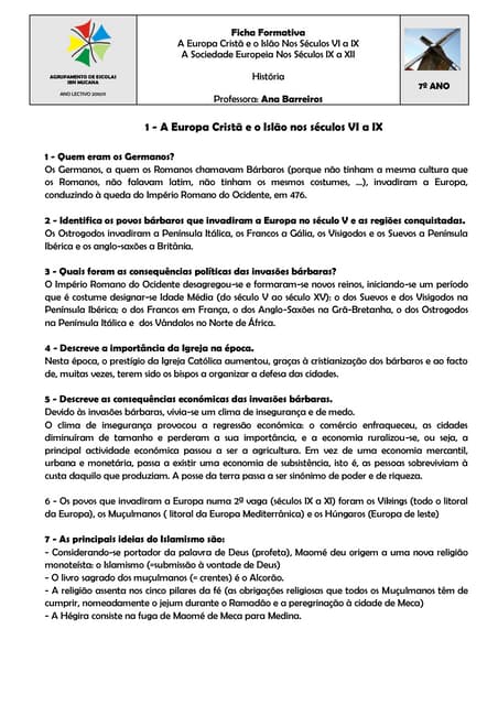 HIST: Ficha Formativa - A Europa Cr...