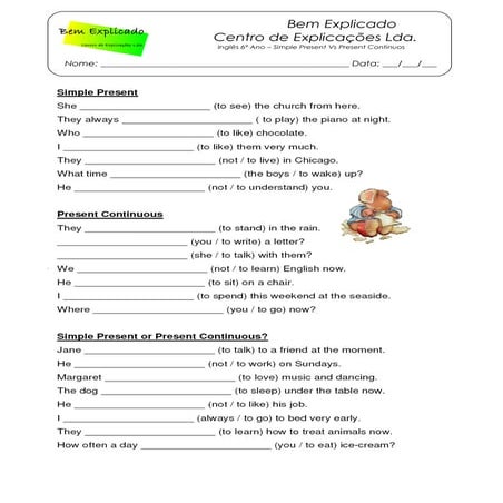 Ficha formativa   present simple vs present continuos (2)