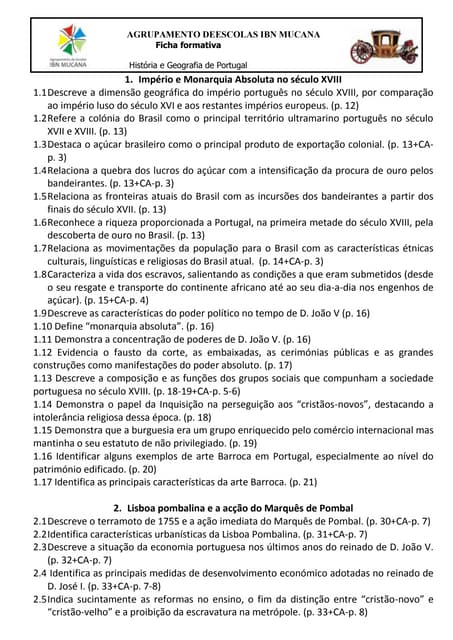 Ficha formativa 1 HGP 6º ano