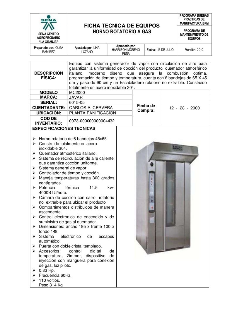 ✓ horno rotativo de panaderia