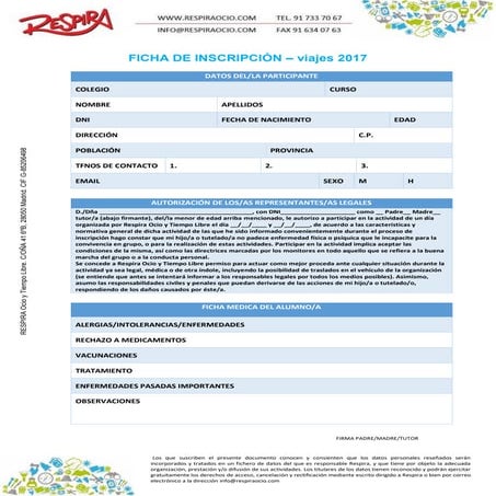 Ficha inscripción 2017