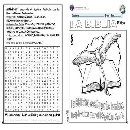 FICHA: LA BIBLIA 3° Y 4° GRADO DE PRIMARIA