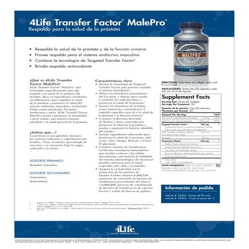 Ficha técnica Malepro de 4Life