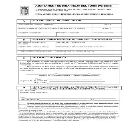 Ficha mantenimiento a terceros