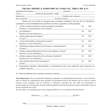 Ficha médica ef ieso nº1