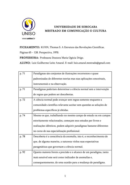 Fichamento - Thomas Kuhn