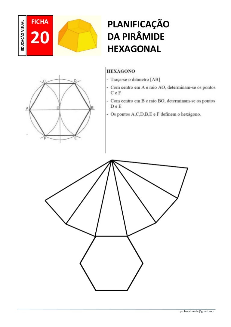 Ficha nº 20 planificação piramide hexagonal Ficha nº 20 planificação piramide hexagonal