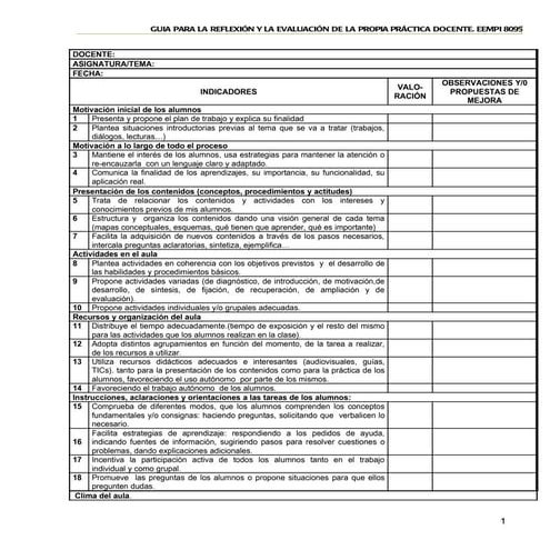 Ficha observación docente