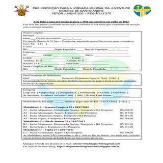 PRÉ-INSCRIÇÃO JMJRIO2013 - REGIÃO L...
