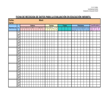 Ficha Recogida De Datos Evaluación Inicial Infantil Pdf