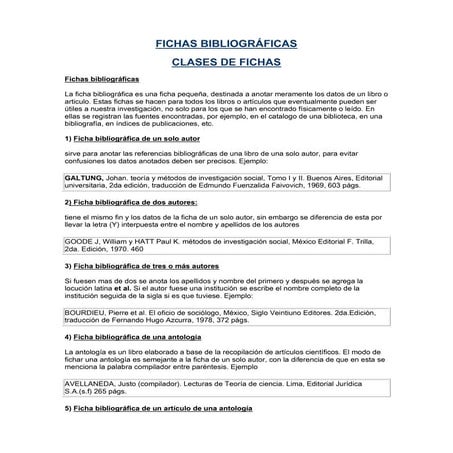 Fichas bibliográficas