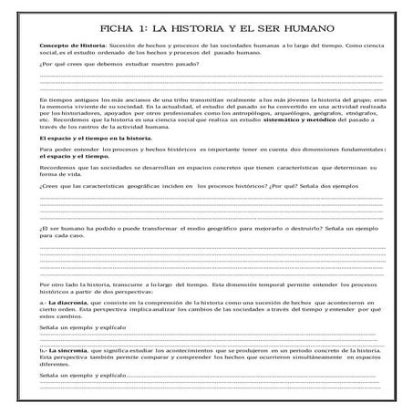 Fichas de historia 1, 2 , 3 y 4