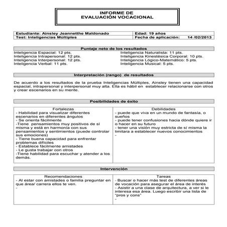 Fichas de Informe- Pruebas