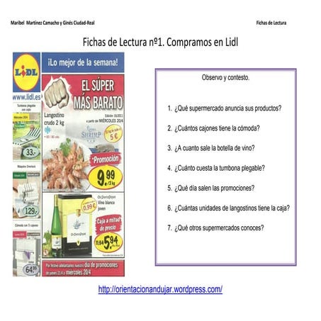 Fichas de lectura orientacion andujar 1 10 al estilo de orientacion andujar