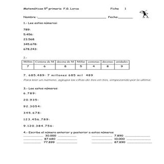 Fichas de matematica para 5º de pri...