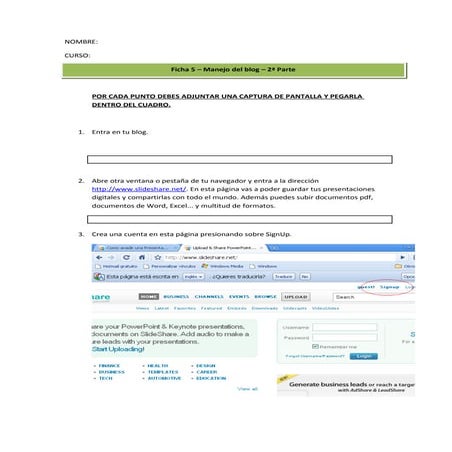 Ficha slide en el blog