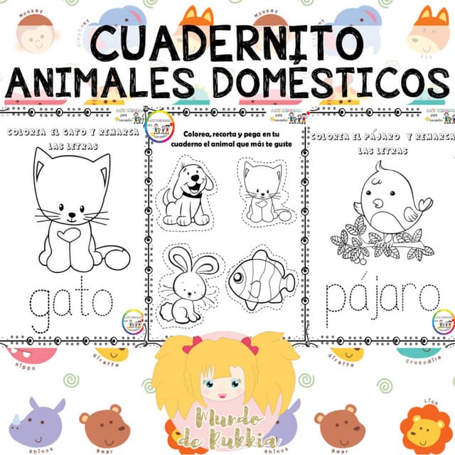 Fichas para trabajar los animales domésticos por mundo de rukkia