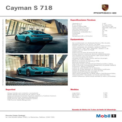 Ficha técnica Porsche 718 Cayman S