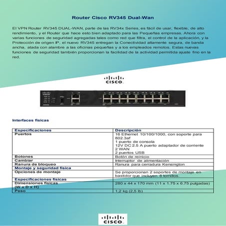 Ficha tecnica router cisco rv345 dual wan | DOCX