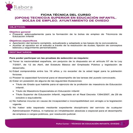 Curso oposiciones al cuerpo de maestros de educación infantil | PDF