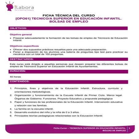 Curso oposiciones al cuerpo de maestros de educación infantil | PDF