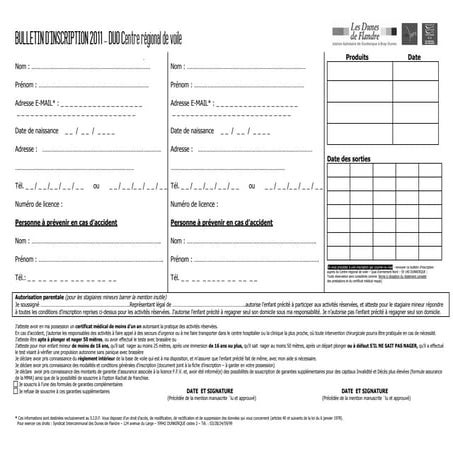 FICHE INSCRITPION  Duo  C R V 2011