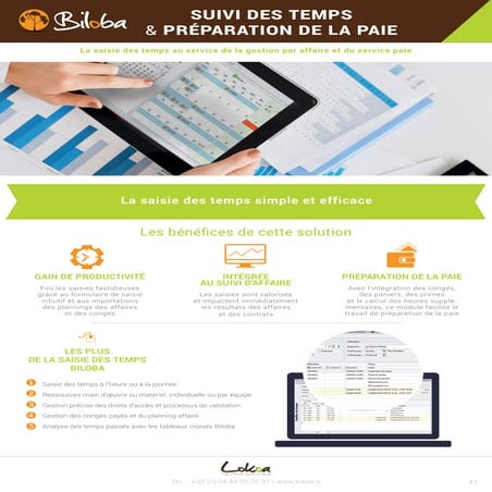 Suivi des temps et préparation de la paie - Biloba