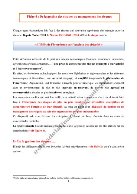 Fiche  4    management des risques