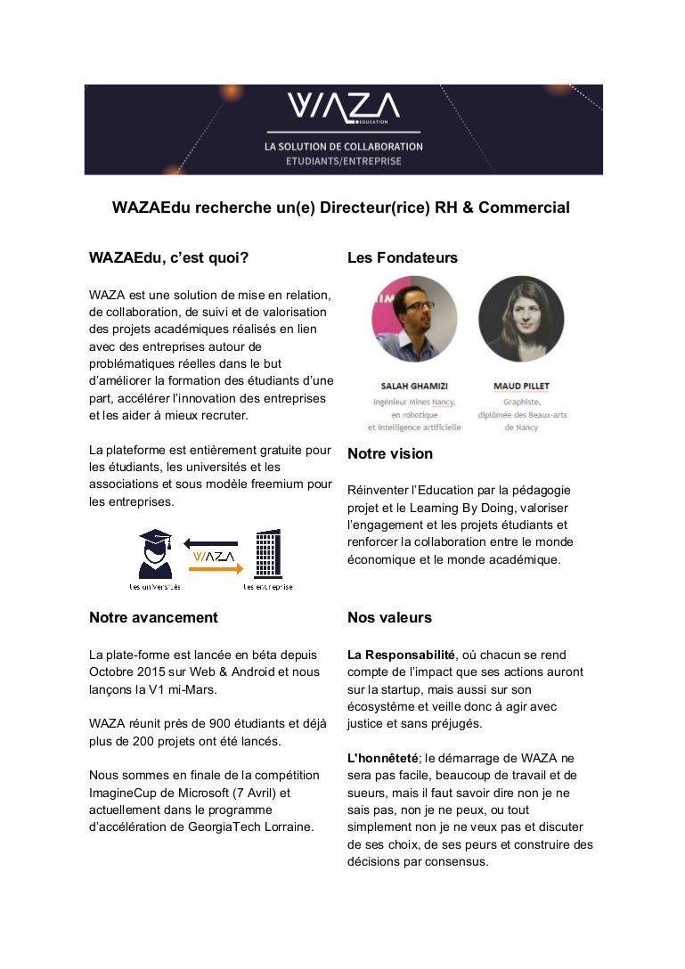 Fiche de poste directeur biz waza edu Fiche de poste directeur biz waza edu
