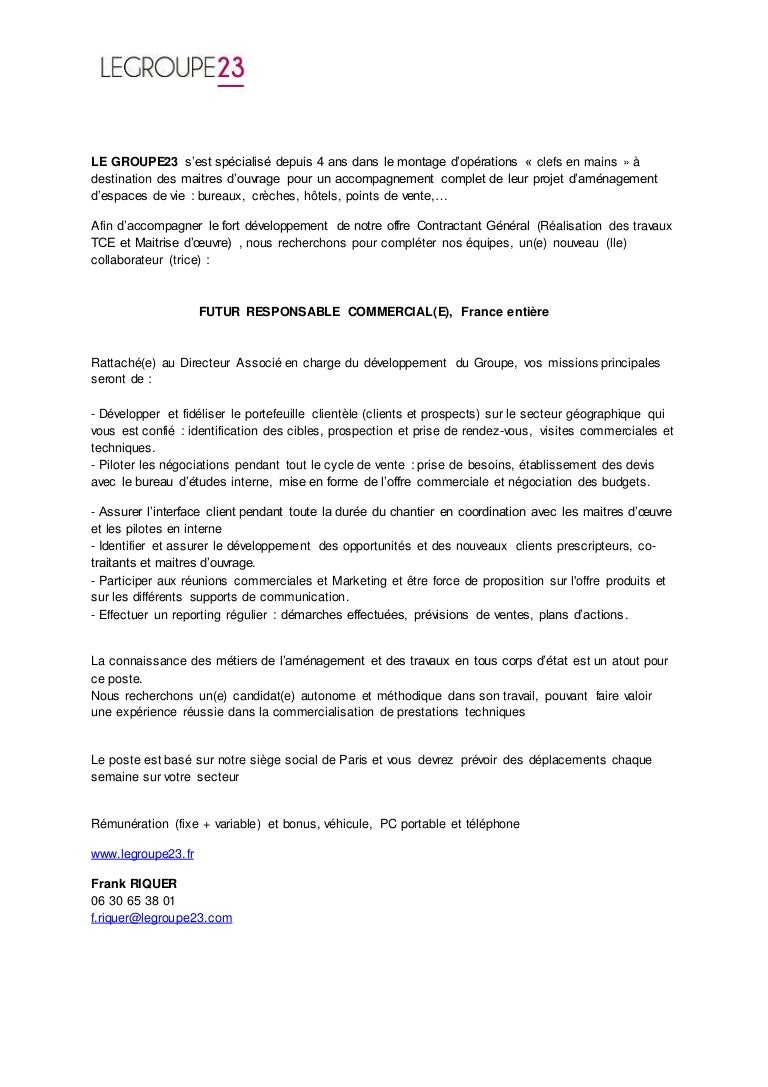 Agent Commercial Fiche De Poste – SCLH