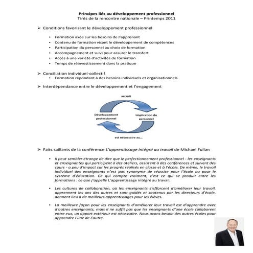 Principes liés au développement professionnel