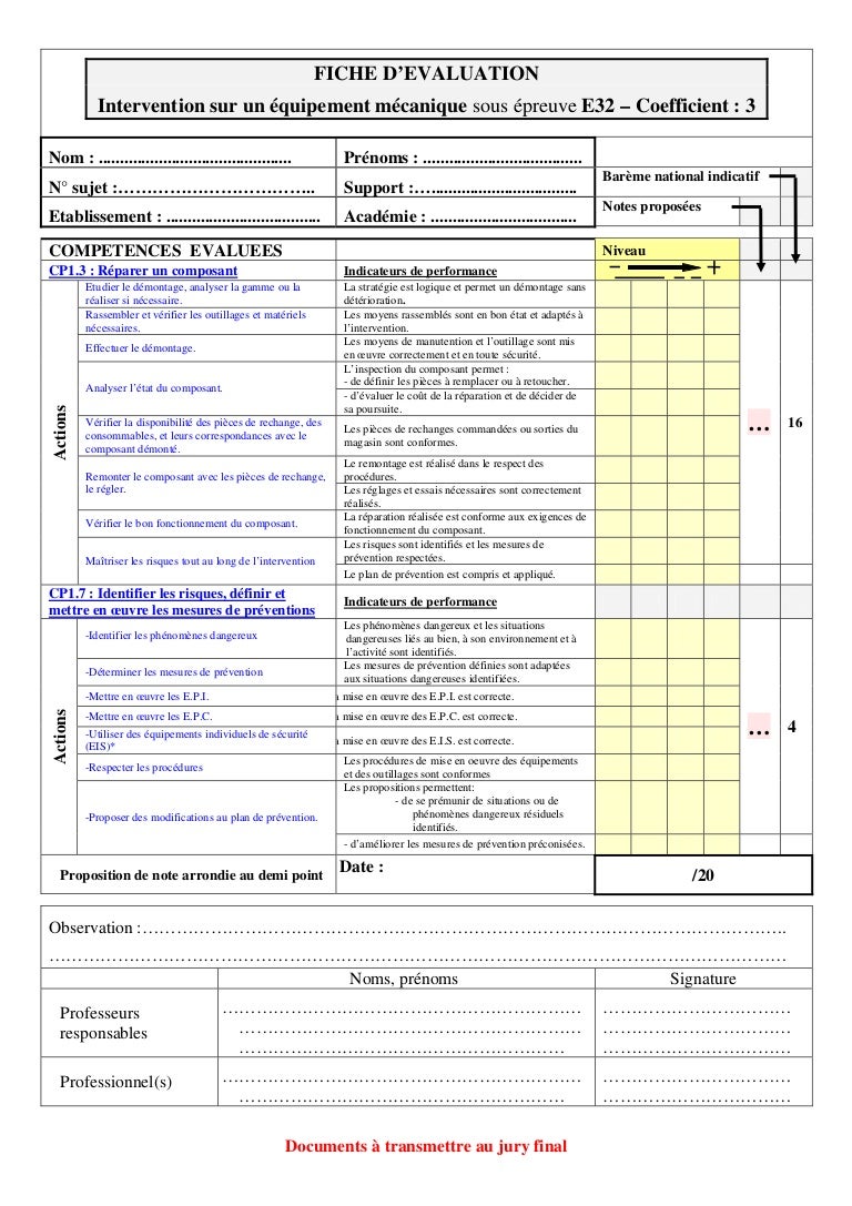 Fiche D'éValuation E32 Version Officielle Fiche D'éValuation E32 Version Officielle
