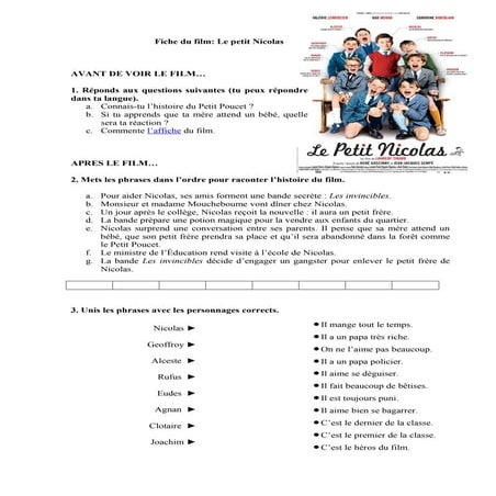 Fiche le petit nicolas