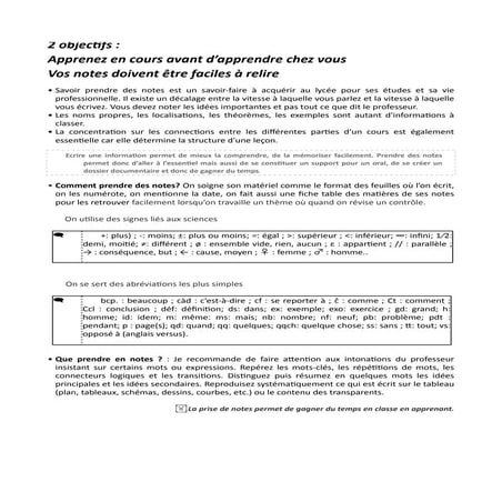 Fiche prise de notes