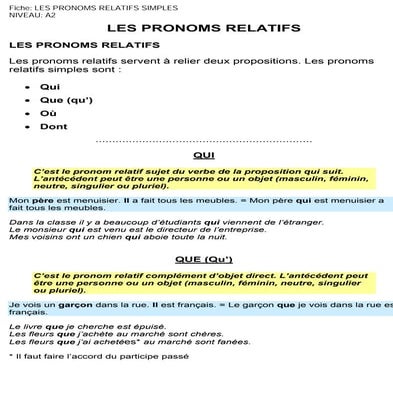 Fiche pronoms relatifs