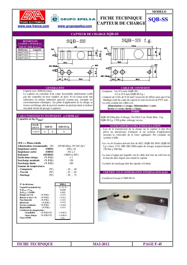 Fiche technique Capteur SQB IP68