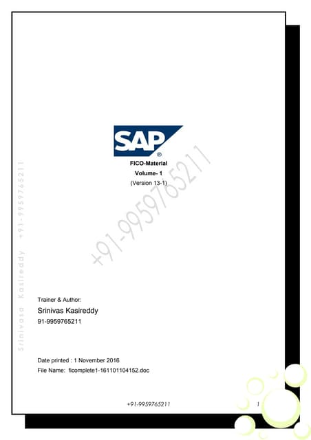 SAP FI Configuration guide and enduser manual