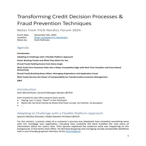 FICO Nordics Forum 2024: Transforming Credit Decision Processes & Fraud Preve...