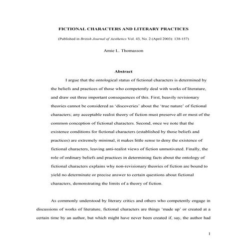 Fictional characters and literary practices