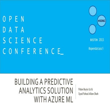 Building a Predictive Analytics Solution with Azure ML