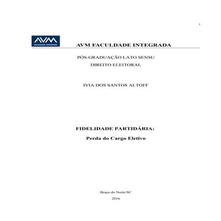 Fidelidade partidaria   perda do cargo eletivo